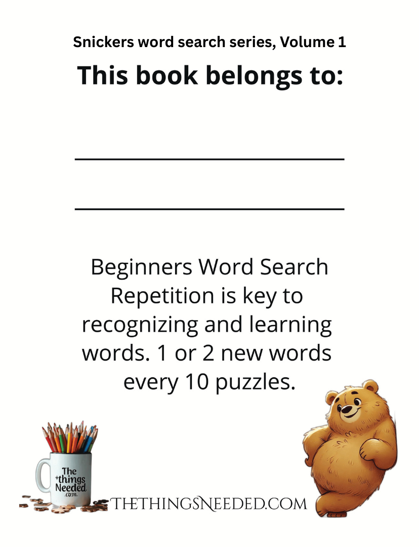 Beginners Word Search With Snickers: Volume 1-Print Book