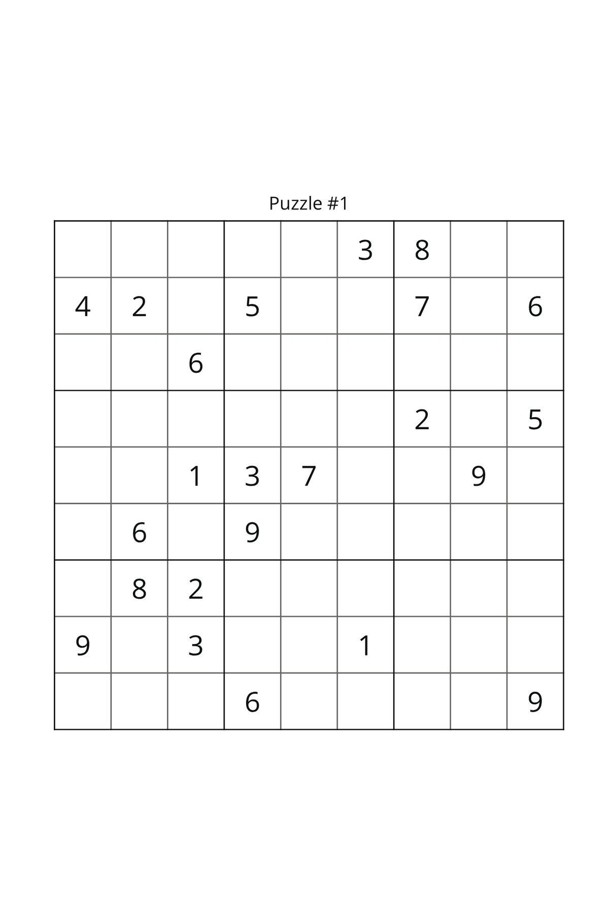 Sudoku Puzzles-Medium Challenge