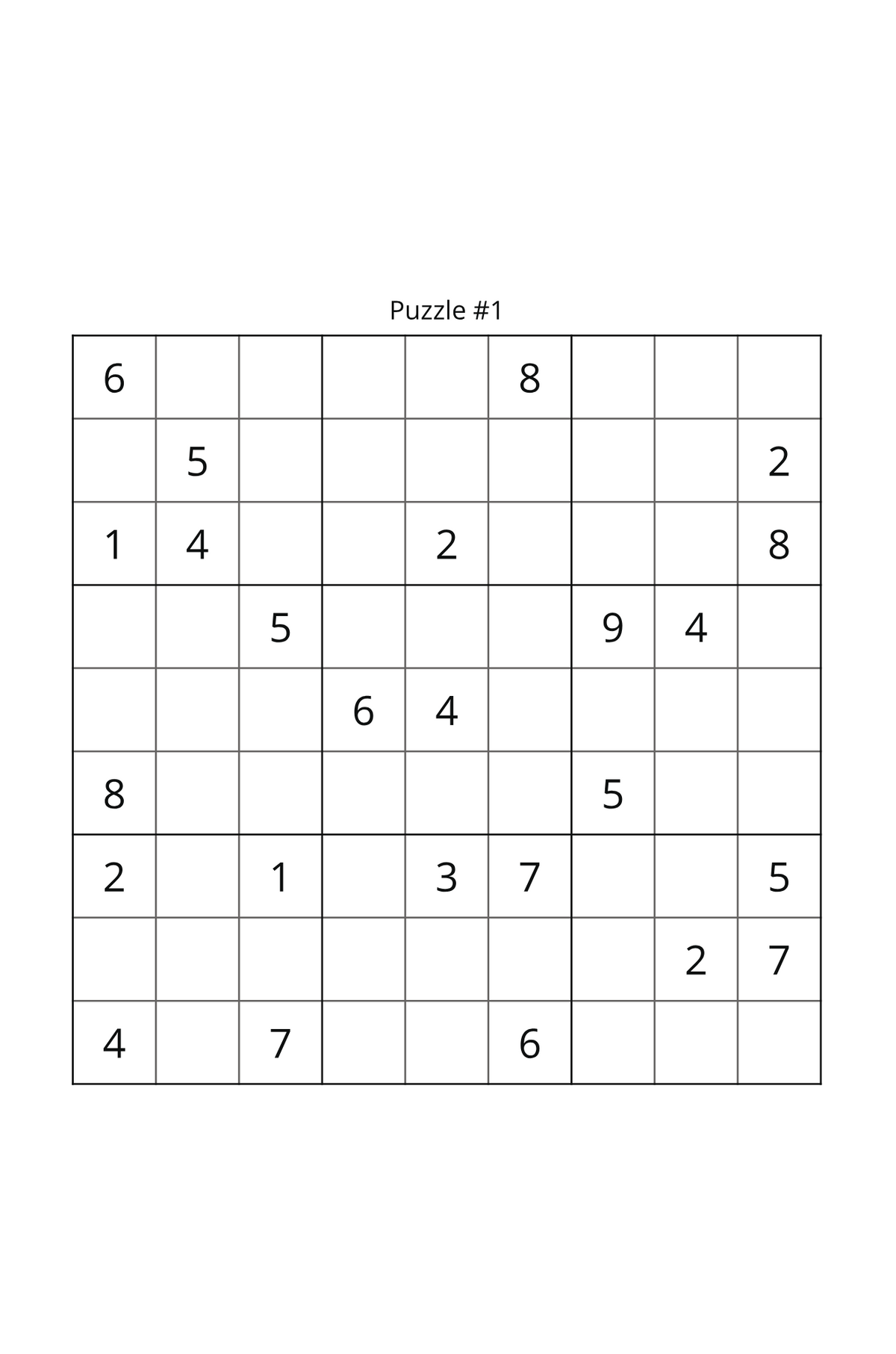 100 Sudoku Puzzles-Easy Challenge